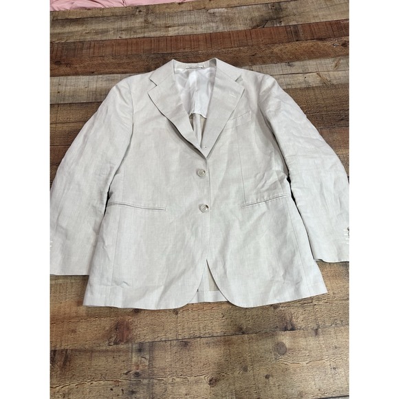 Mens Suit Supply Tessuti Di Sondrio Havana Jetted Linen Cotton Blazer(2270)
